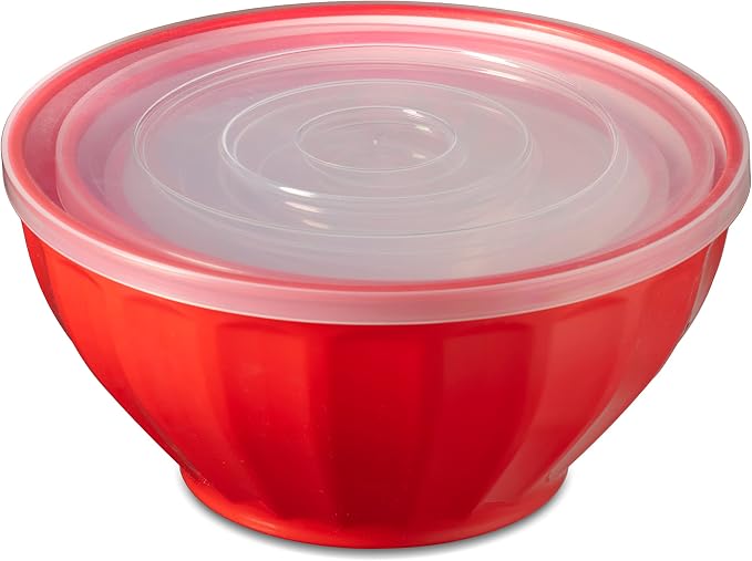 Godinger Mixing Bowls with Lids, Plastic Nesting Bowls Set, Storage Bowls, Microwave Safe Mixing Bowl Set, 3 Bowls 3 Lids