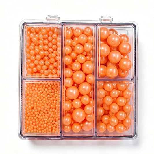 HeDeon&Rles Orange Nonpareil Pearls Sprinkles for Baking Decorating 90g/3.17oz 4 Size Mix Edible Preals for Cake Cupcake Pancake Icing Decoration Independence Christmas Halloween Supplies