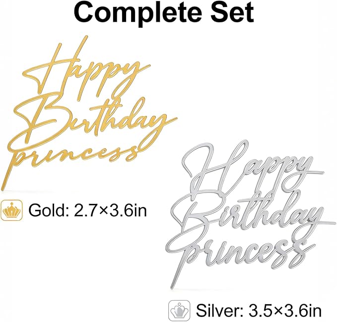 Acrylic Happy Birthday Cake Topper Durable Reusable Perfect for Birthday Cakes, Cupcakes, Dessert Tables Ideal for Kids Adults Birthday Celebrants (Gold,Sliver)