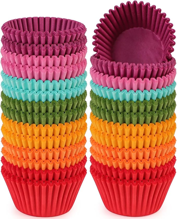 Caperci Colorful Mini Cupcake Liners 350 Counts - Grease-Proof Small Muffin Baking Cups, Odorless, Upgraded & Food Grade Paper Cupcake Wrappers