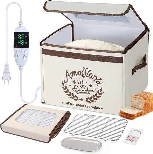 Folding Bread Proofing Box, Dough Proofer with 68-131℉ Temp Control & 99H Timer, Proofing Box for Sourdough, Bread, Yogurt, Kombucha, Space-Saving & 6-Layer Fabric