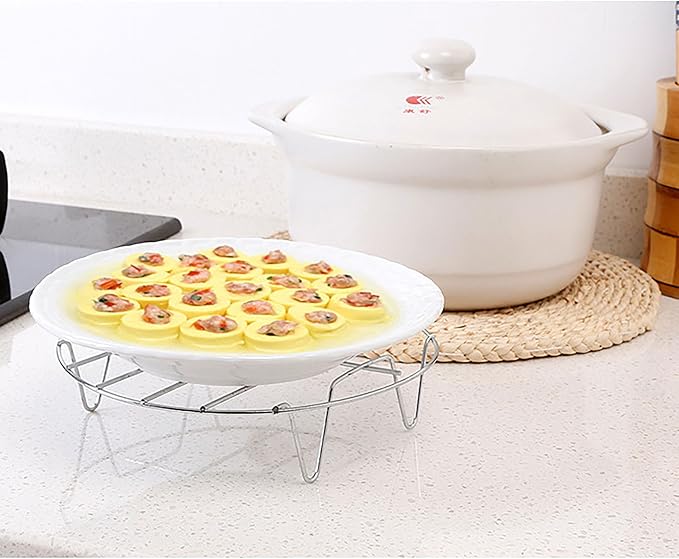 2 Pcs Steaming Rack, 7.8 Inch Round Shape Stainless Steel Steamer for Roasting Cooking, Cooling and Steaming in Kitchen and Outdoors (silver, 7.8 Inch)