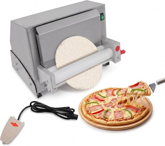3-12" Pizza Dough Roller Sheeter, Automatic Pizza Press Shaping Machine with Adjustable Thickness (1-5.5mm), 450W Electric Pizza Dough Machine for Cake Shops, 240–260 pcs Per Hour