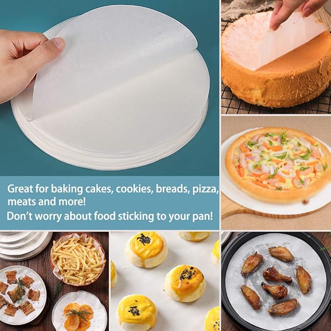 Baking Parchment Circles, Set of 100, 12 Inch Non Stick Baking Parchment Paper for Springform Cake Tin, Toaster Oven, Tortilla Press and so on
