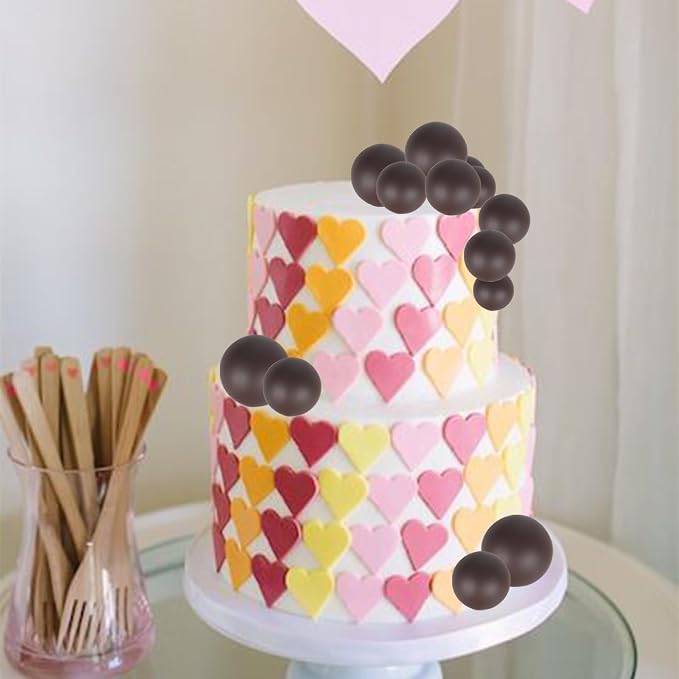 24 PCS Ball Cake Toppers Balls Cupcake Toppers Foam Ball Shaped Cake Picks DIY Balloons Cake Insert Topper for Wedding Enagement Baby Shower Birthday Party Cake Decorations Supplies Coffee