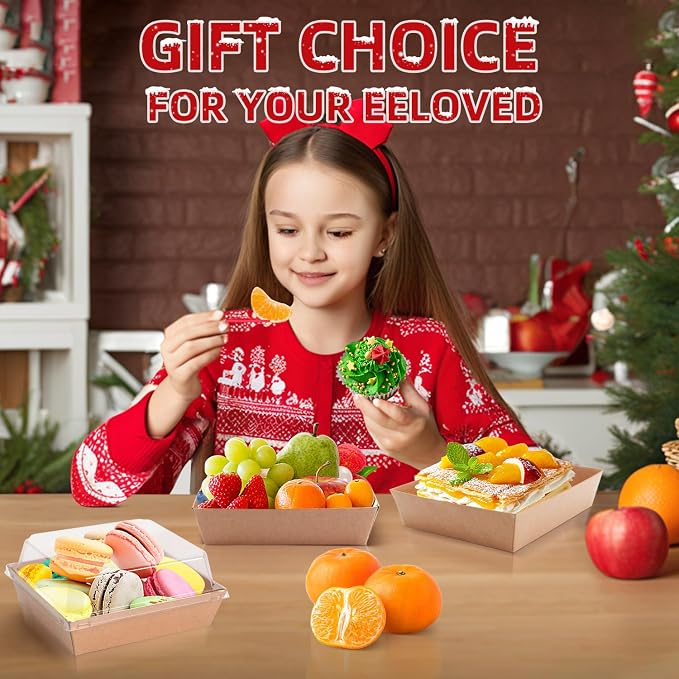 Charcuterie Boxes with Clear Lids, 5.32 x 4.92 x 2.36 Inch Dessert Boxes, Square Disposable Paper Bakery Boxes to Go Food Containers for Desserts, Sandwich, Cookie, Sushi