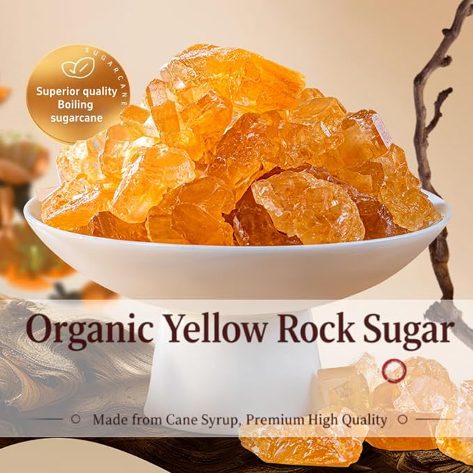 17.6 oz (500g) Premium Yellow Rock Sugar, All-Natural Cane Sugar Crystals for Vietnamese Pho, Bubble Tea, Coffee, Baking & Cooking - Quick-Dissolving, Non-GMO, Friendly Sweetener