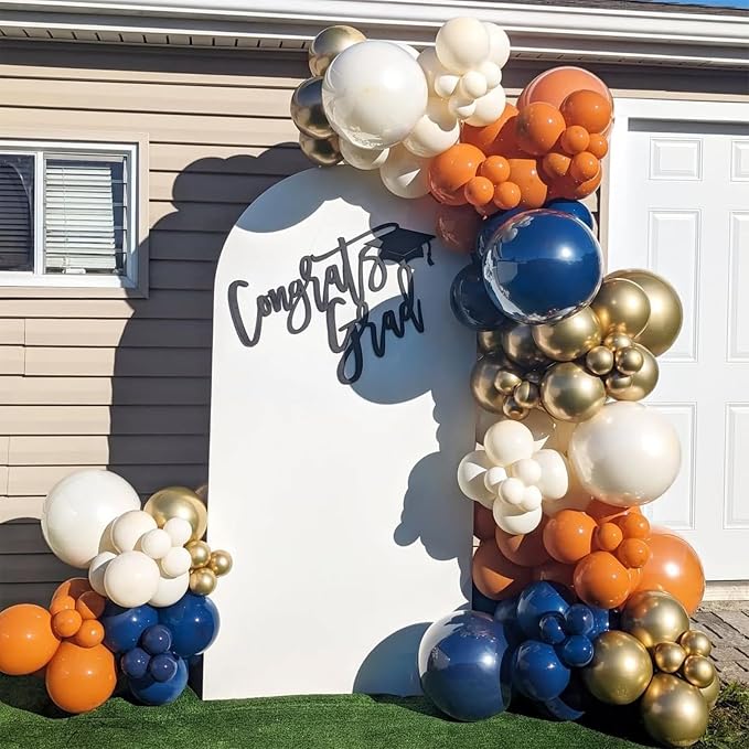 Blue and Orange Balloon Arch Kit 154pcs Orange Navy Blue White Gold and Confetti Balloons for Wedding Baby Shower Cartoon Theme Birthday Party Decorations
