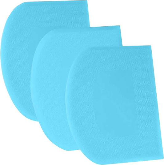 SURDOCA Dough Scraper Bench Scraper - 3P 10.6x6.7" Plastic Flexible Bowl Scraper, Sharp Edge & Angles Cake Scraper. Non-Slip Bakeware Decorating Tools Sculpting & Modeling Tools - Pure Blue