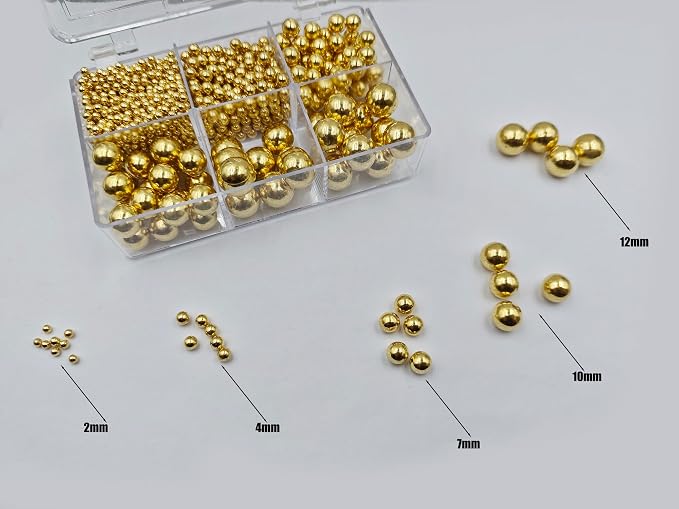 5 Sizes Gold Pearls Sugar Sprinkles 130g/4.6oz, 2,4,7,10,12mm Candy Pearl for Cake Decorating and Cupcake Toppers Cookie Decorations Ice Cream Topping Wedding Valentines Halloween Christmas