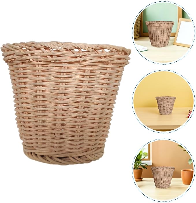 OSALADI Beige Indonesian Rattan Woven Storage Basket for Organizing Sundries and Fruit, Moisture Resistant and Easy to Transport, for Countertop and Picnics
