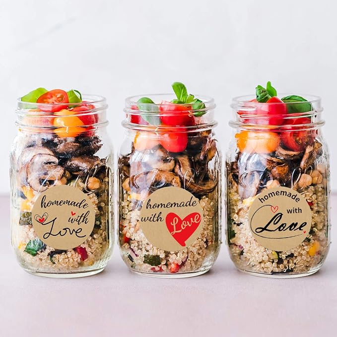 Fancy Land 500 Pcs Homemade with Love Stickers Perforated Roll Business Sticker Labels Home Kitchen Stickers for Homemade Bread 1.5 Inch 9 Designs