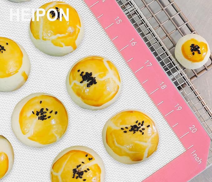 Macaron Silicone Baking Mats,22.44"Lx14.57"W,Pastry Mats Rolling Dough,Non-Stick,40 Macaron Molds,Cookie Sheet Liners,Reusable Baking Mat (1, Pink)