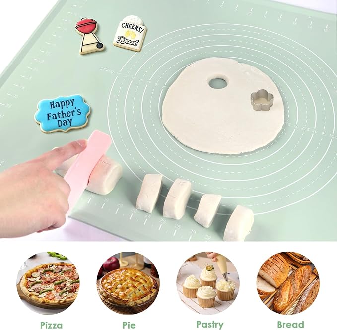 Extra Large Silicone Baking Mat for Countertops, Extra Thick 28" x 20" Non-Slip Pastry Mat with Raised Edges and Measurements, Food-Grade Dough Rolling Sheet for Kneading, Pizza, Bread,Fondant