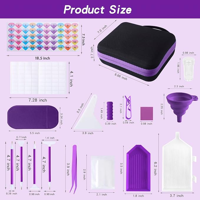 LYMUSUMI 30 Slots Diamond Art Storage Containers for Adults Portable Bead Storage Boxes for Diamond Painting Accessories and Tools（Purple）
