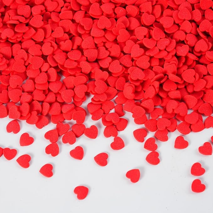 Red Heart Confetti Sprinkles 7 oz Edible Valentine Sprinkles for Cake Decorating Candy Cupcake Cake Topper Cookie Baking Decorations Christmas Valentine's Day Wedding Supplies