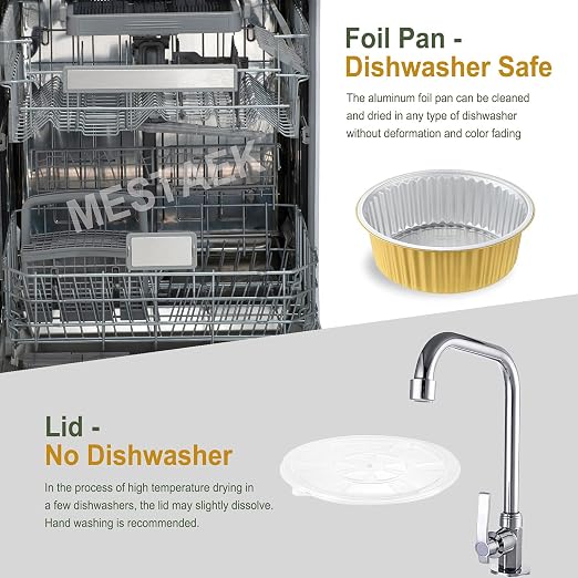 101oz Deep Round Aluminum Foil Pans with Lids, 5 Pack | 10 Inch Round, 3 Inch Deep, Heavy Duty Foil, Ideal for Baking, Meal Prep and Food Storage