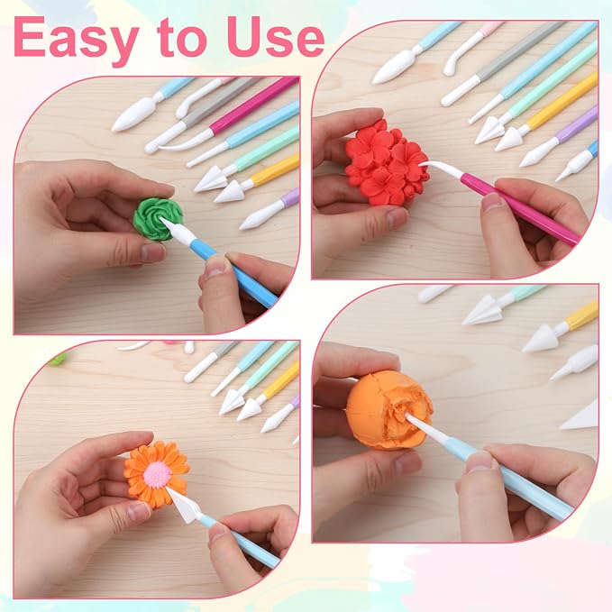 cobee 3 Set Air Dry Clay Tools, Fondant Sculpting Tool Set, Polymer Clay Tools for Modeling Decorating Tool, Clays Sculpting Sets for Cookie Cake Decorating, Sugarcraft Sculpture Pottery