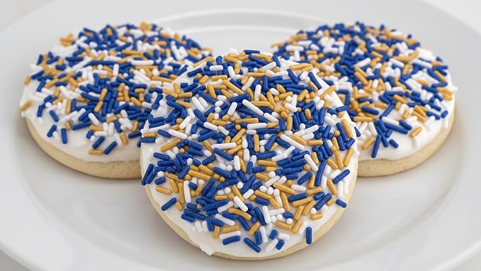 NCS Dark Blue, Gold & White Jimmies Edible Sprinkles – Cupcake, Cake & Cookie Decorations, 7 oz