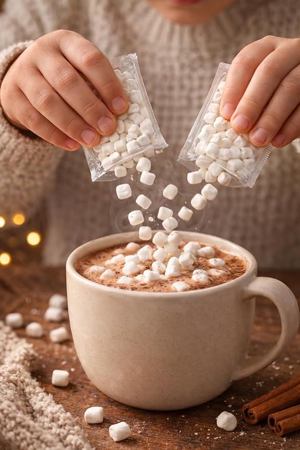 Lucky Scoops Dehydrated Marshmallow Packets – 30 Individually Wrapped 4 g Packs in Resealable Pouch – Dessert Toppings for Hot Cocoa, Hot Chocolate, Ice Cream Sundae, Baking & Parties