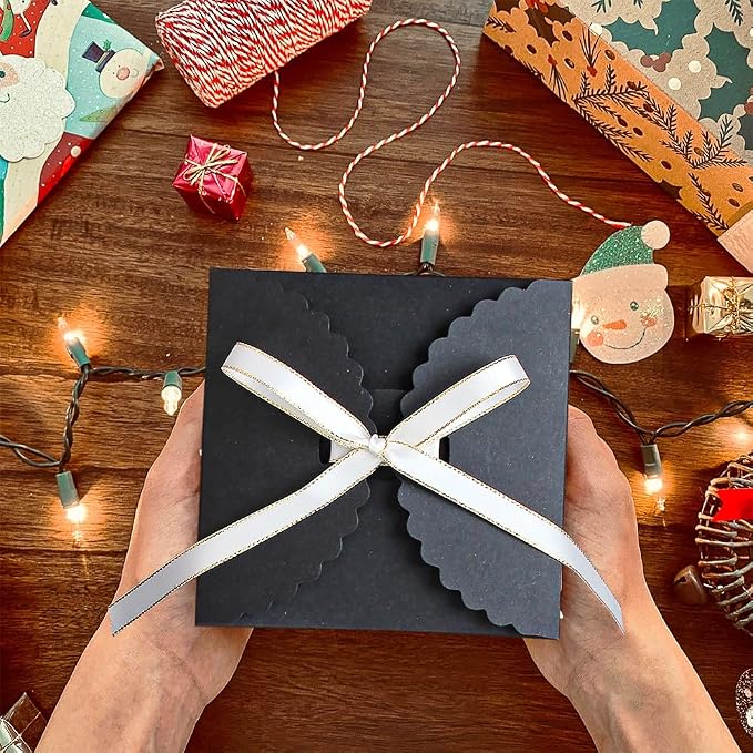 WEWILUCK Small Black Boxes for Gifts, 10 PCS Premium Gift Box with Ribbon for Thanksgiving, Anniversaries, Party, Birthday, Graduations, and More(4.75” x 4.75” x 3.53”)