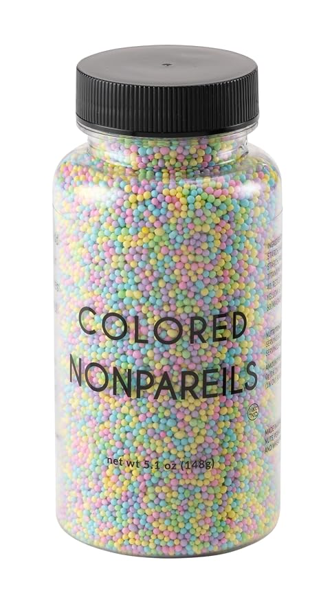 FAIRY LANE/COLORED NONPAREILS - Egg Free, Nuts Free, Kosher, Sprinkle Medley Mix, For Baking, Decorating, Cookies, Cupcakes, Cakes, Topping, Jimmies, Sugar Shapes, Candy Pearls, Easter Sprinkles Mix, Easter Decorations, 5.1oz