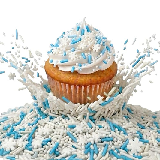 Manvscakes, Natural Sprinkles, No Artificial Dyes, Snowflake Edible Sprinkles, Holiday Cake Decorations, Dessert, Cookies, 3 ounces, Christmas Sprinkles, Winter Baking, Gluten Free, Blue Sprinkle