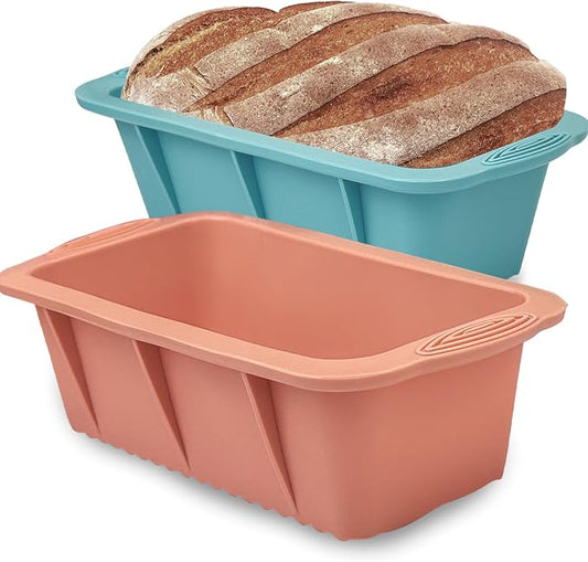 Koolstuffs Silicone Bread Loaf Pan, 2 PCS Rectangular Non-Stick Baking Mold Pans for Oven, Bread, Cake, Easy Release