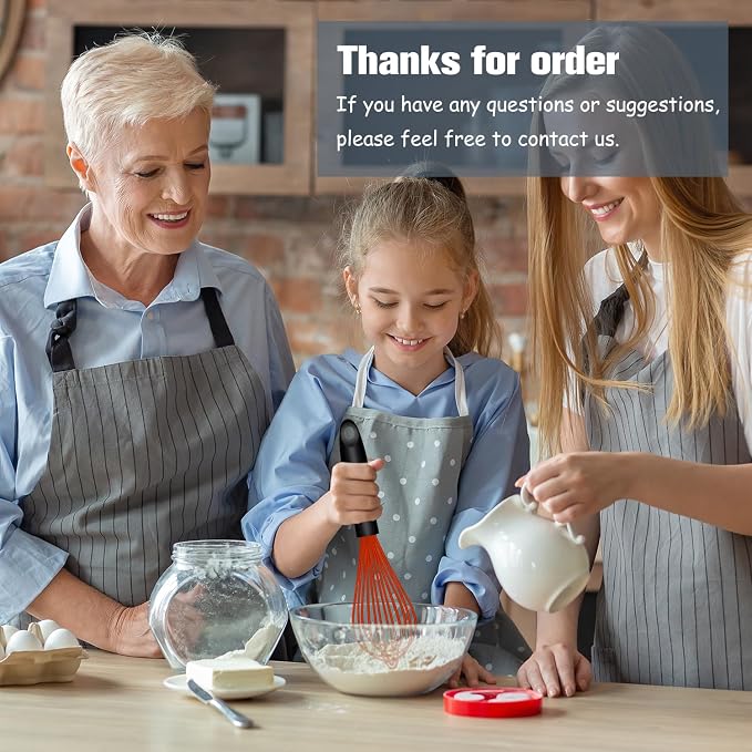 OYV Red Silicone Whisk, Sealed Waterproof Design Set of 3, Professional Kitchen Whisks for Cooking Non-Scratch, Silicone & Stainless Steel Whisk, Heat Resistant 480°F Balloon Egg Beater
