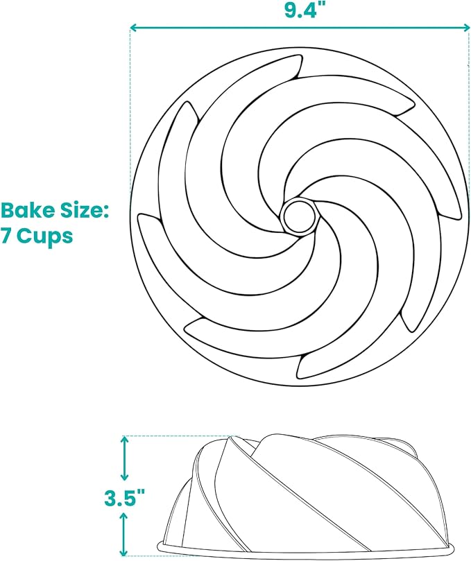 Baker's Secret Nonstick Fluted Cake Pans, Perfect for Fluted Cakes, Die Cast Aluminum Cake Pans, 2 Layers Non-stick Coating For Easy Release, Cake Pan - Cast Aluminum Collection (Marissa)