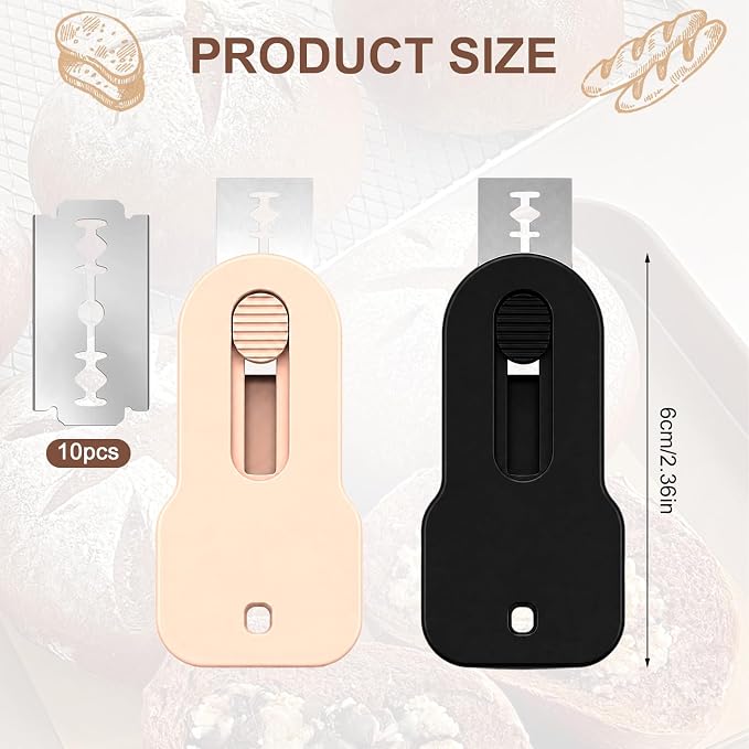 2pc Bread Lame Sourdough Scoring Tool Knife Baking Tool - Magnetic Safe Stable Dough Scorer Bread Cutter with Replaceable Blade for Homemade Baking Gifts