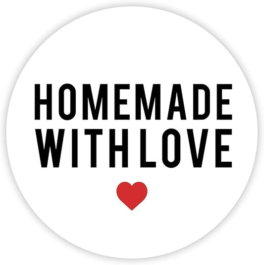Andaz Press Round Small Business Sticker Labels, 120-Pack, Homemade with Love, Red Heart, Handmade Stickers for Packaging, Product Labels for Small Business, Business Thank You Stickers