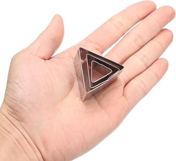HARFINGTON 3Pcs Triangle Cookie Cutters Set Assorted Sizes Stainless Steel Geometric Frame Holiday Cookie Cutters Biscuit Mould for Pastry Fondant Cake Cookie