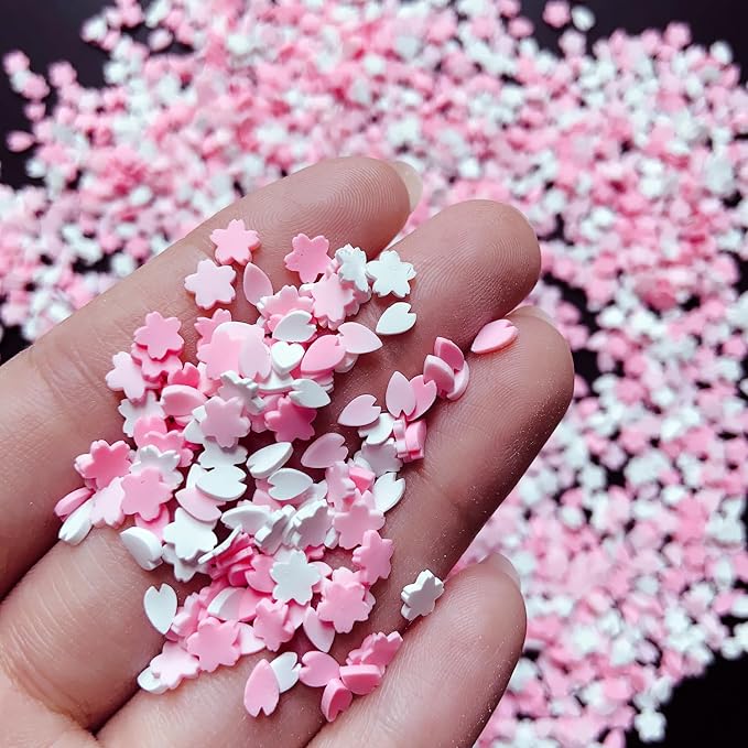 EHOPE 100G Fake Sprinkles Polymer Sprinkles Faux Sprinkles Resin Sprinkles Clay Sprinkles For Resin Fake Candy Sprinkles for Nail Art DIY Crafts Cake Phone Case (100G Pink cherry blossom)