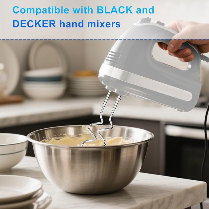 2pcs Hand Mixer Attachments Compatible, Universal Stainless Steel Hand Mixer Beaters Replacement for Cooking and Baking Tool Accessory(Swirling Shape)