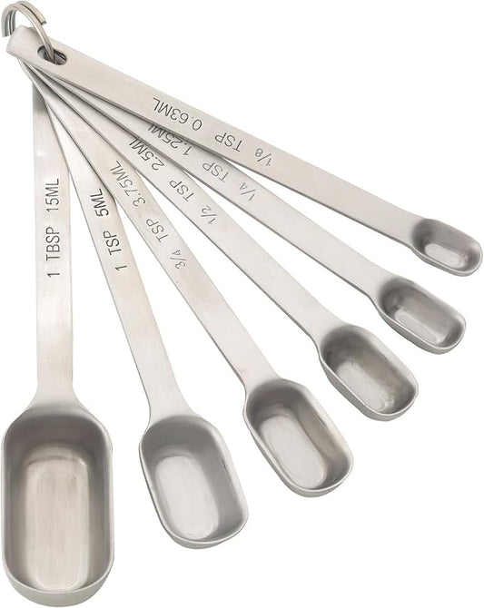 Mrs. Anderson’s Baking Spice Jar Measuring Spoons, Heavyweight 18/8 Stainless Steel, Set of 6 Narrow Measuring Spoons