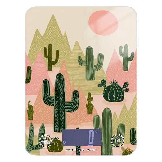 Food Scale Kitchen Scale Food Weight Scales Digital Weight Grams and Ounces Small Electronic Food Scale for Baking Cooking Boho Cacti Mountains Sun
