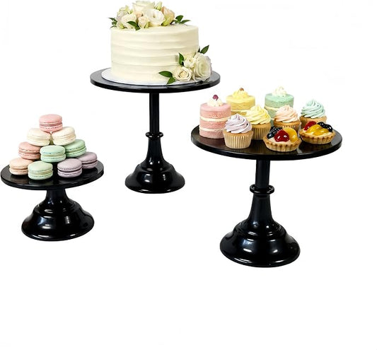 3 Pcs Metal Cake Stand Set 8/10/12 inch Dessert Table Display Perfect for Baby Shower Wedding Birthday(Black)