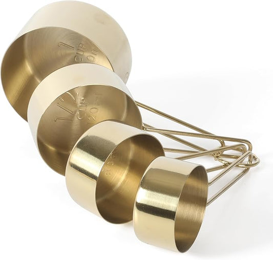 Martha Stewart Richburn 4-Piece Gold Stainless Steel Measuring Cup Set – Durable and Stylish Kitchen Measuring Tools for Baking and Cooking (Pack of 6)