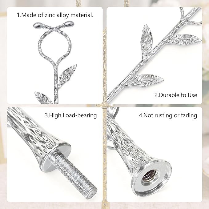 2 Tier Silver Cake Stand Tiered Tray Hardware Kit,Dessert Plate Hardware | Metal Heavy Duty Dessert Fruit Plate Holder Parts with Vine pattern Decor for Wedding Party