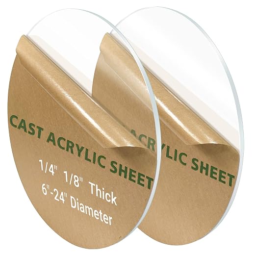 2 Pieces 1/8" Round Plexiglass Sheet, 13 Inch Diameter Clear Acrylic Circle, Round Cake Disk Acrylic Sheet, Plexiglass Table Top, Acrylic Backdrop