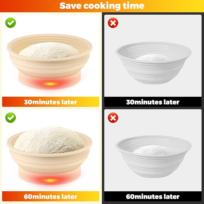 Heated Bread Proofing Basket & Sourdough Starter Kit | 8QT Temperature Control (86-113°F) | with Dough Scraper & Scoring Tool | Silicone Bread Proofer for Sourdough Bread Baking Supplies