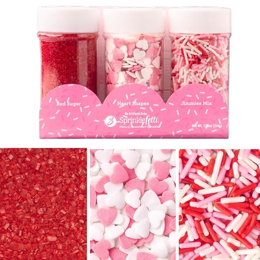 Sweets Indeed Sprinkles, 4 Pack, Edible Sprinkle Mix, Perfect for Cake Decorations, Baking, Ice Cream, Cookies, Cupcake Topper (Dye Free Sweetheart)