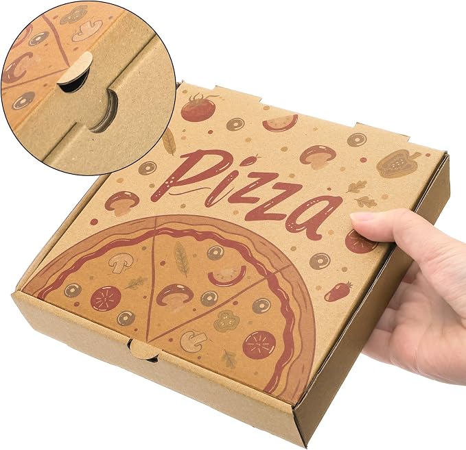 Covzoe 40 Pack Small Pizza Boxes, 7.3 x 7.3 x 1.6 Inch Mini Kraft Corrugated Pizza Takeout Containers, Food Delivery Boxes Gift Packing Containers for Pizza, Cake, Cookies, Snack