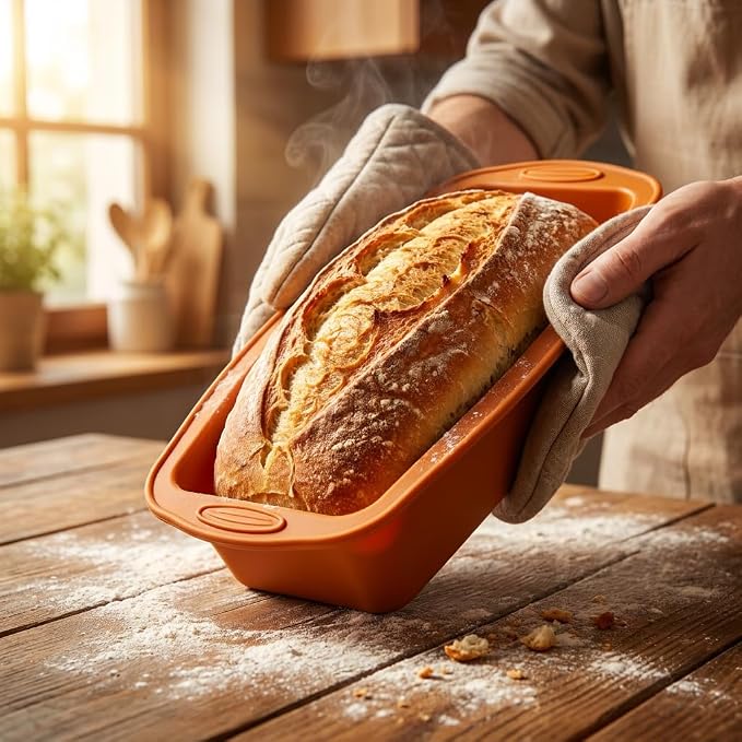 MONGSEW 3PCS Silicone Bread Loaf Pan, Non-Stick Bread Pans for Baking, Easy Release Loaf Pan, Great for Homemade Bread, Cakes, Brownies, Dishwasher Safe (3 Colors, Nesting Design)