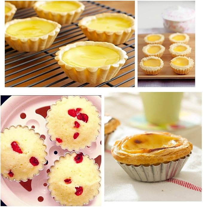 Tosnail 50 Pieces Aluminum Egg Tart Mold Small Tart Pie Tin Mini Cupcake Cake Muffin Cookie Mold Baking Cups