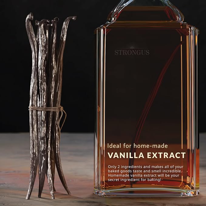 Strongus Large Tahitian Vanilla Beans - Vacuum Sealed Grade A Vanilla Bean - Rich, Creamy Flavor & Aroma - Ingredients for Baking, Homemade Extract, Paste, Brewing, Coffee, Cooking - 5-6", 15-Pack