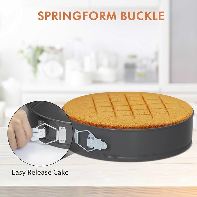 ENLOY Springform Cake Pan Set of 3, Non-Stick Leak-Proof with Removable Bottom, 7.5/8.5/9.5 Inch, Multi-Shape with Secure Latch, Perfect for Cheesecake, Round Cakes & Baking, Oven & Dishwasher Safe
