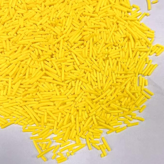 Sentovac Yellow Jimmies Sprinkles Edible for Cake Decorating Yellow Sprinkles Sugar Candy Cookie Cupcake Topper Ice Cream Baking Decorations Wedding Halloween Christmas Supplies 3.53oz
