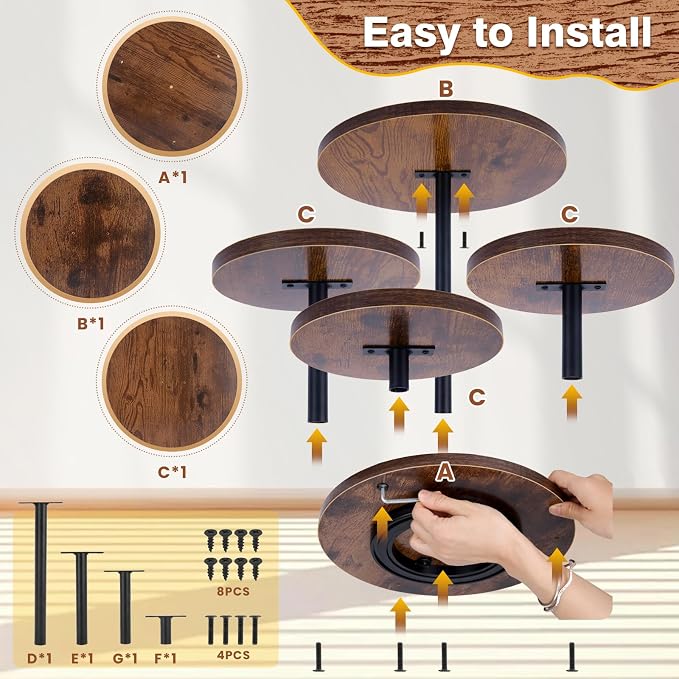 CMOOD 4 Tier Round Cupcake Tower Stand, Wooden Cupcake Stands for 50 Cupcakes, Rotatable Wood Dessert Display with Tiered Tray, Wooden Cake Tier Stand for Wedding Birthday Party Graduation